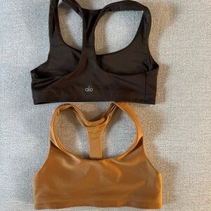 ALO Yoga Racerback Sports Bra Set - Black and Brown